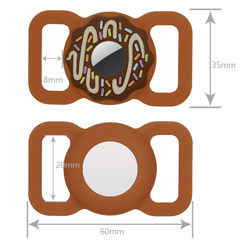 Doughnut Silicone Case for AirTag Wireless Tracker Protective Cover for Dogs/Cats Pets (Square Type) - Pink-9