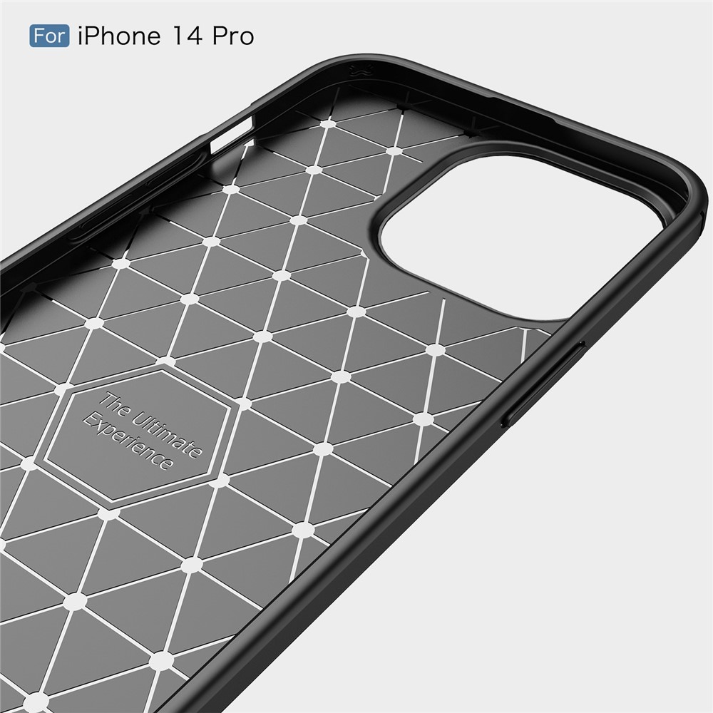 For iPhone 14 Pro 6.1 inch Brushed Carbon Fiber Texture Anti-Fingerprint Case Soft TPU Anti-Scratch Protective Cover- Black-8