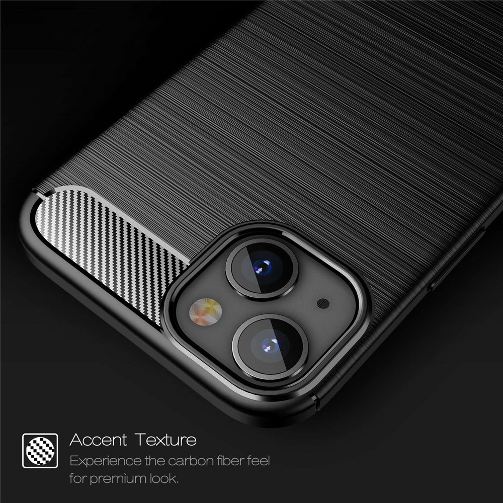 For iPhone 14 Max 6.7 inch Brushed Surface Phone Case Flexible TPU Anti-Scratch Shockproof Carbon Fiber Texture Protective Cover - Black-3