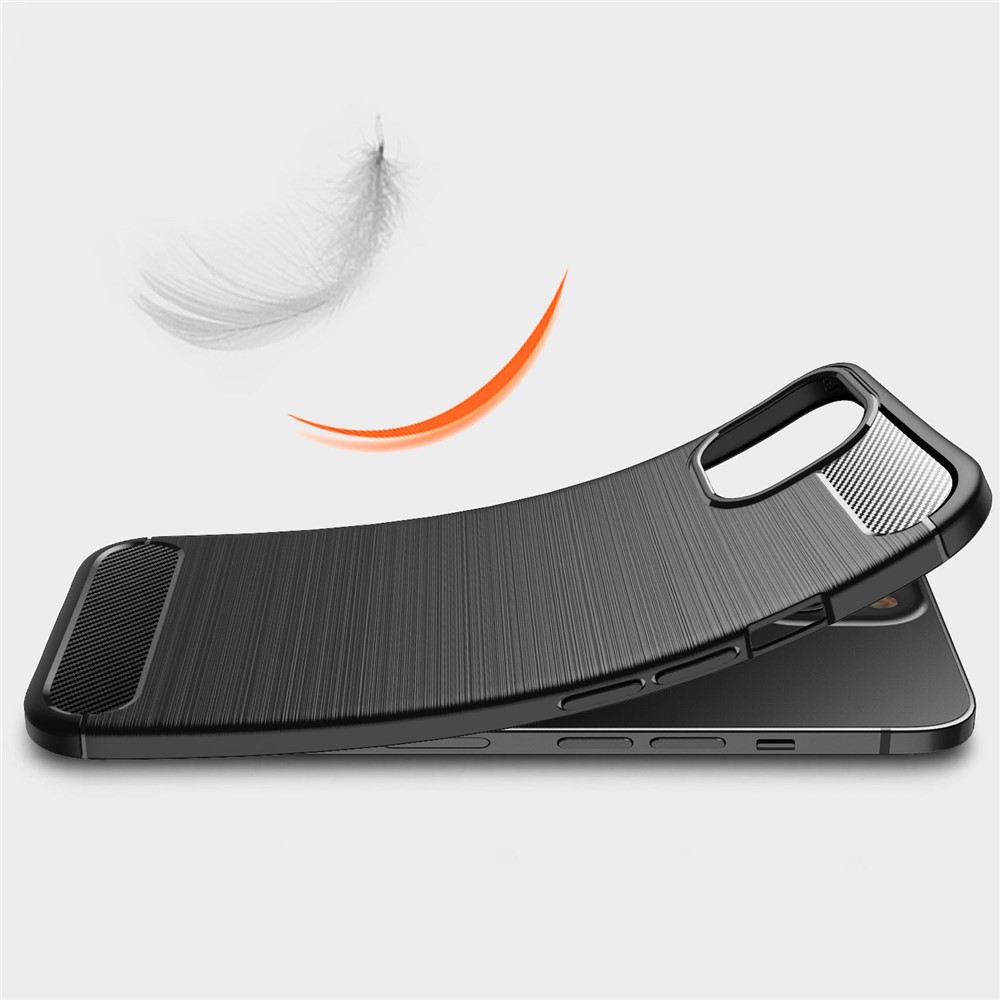 For iPhone 14 Max 6.7 inch Brushed Surface Phone Case Flexible TPU Anti-Scratch Shockproof Carbon Fiber Texture Protective Cover - Black-6