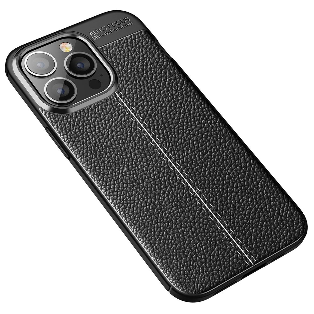 For iPhone 14 Pro 6.1 inch Litchi Texture Shockproof Cover Flexible TPU Shockproof Anti-Scratch Heat Dissipation Case - Black-2