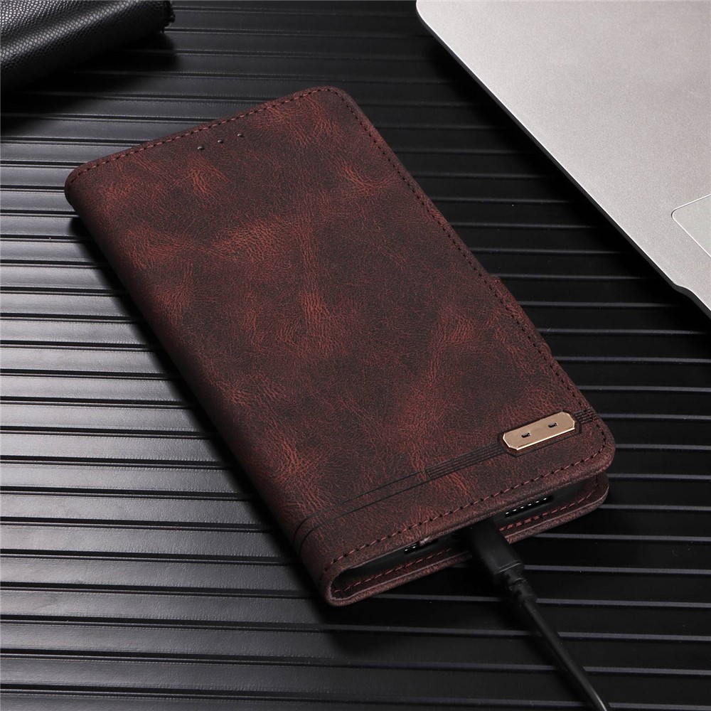 For iPhone 14 6.1 inch Shockproof Phone Flip Case Stand PU Leather Hardware Design Magnetic Closure Cover Wallet - Coffee-9