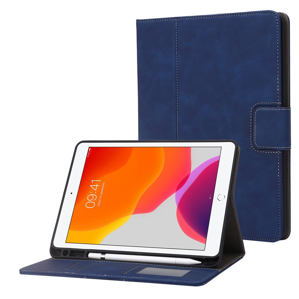 PU Leather Tablet Case for iPad 9.7-inch (2018)/(2017)/iPad Air (2013)/Air 2, Wallet Stand Magnetic Protective Cover with Pen Slot - Dark Blue-1
