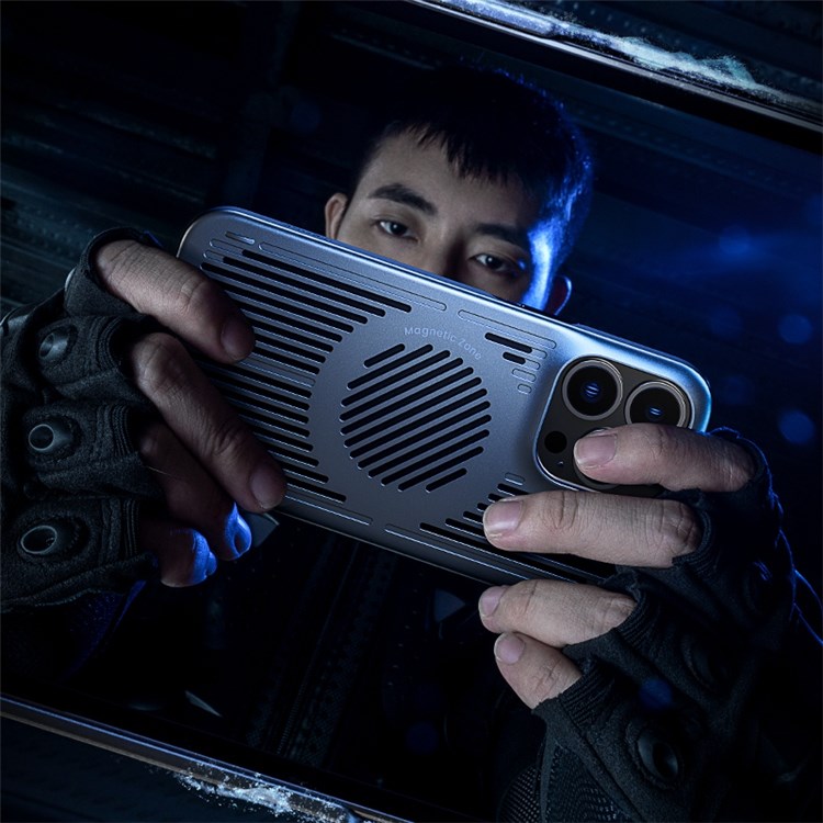 BENKS For iPhone 13 Pro Max 6.7 inch Anti-drop 2.0mm Thick Hollow-out Design Cell Phone Case Heat Dissipation PC Phone Case Hollow-out Mobile Phone Cover with Magnetic Metal Sheet-5