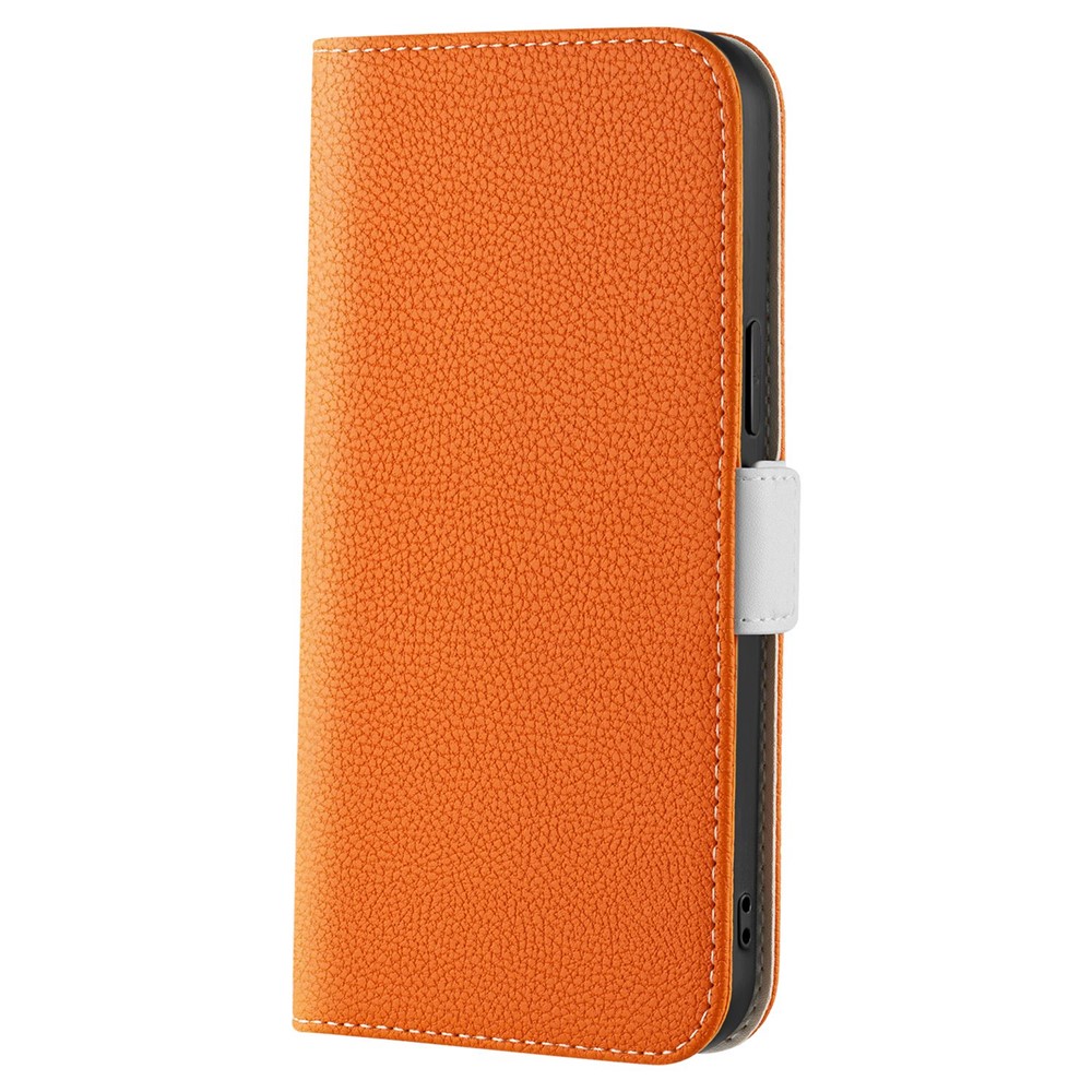 For iPhone 13 Pro 6.1 inch Candy Color Litchi Texture Shockproof Leather Case Wallet Stand Phone Cover - Orange-8