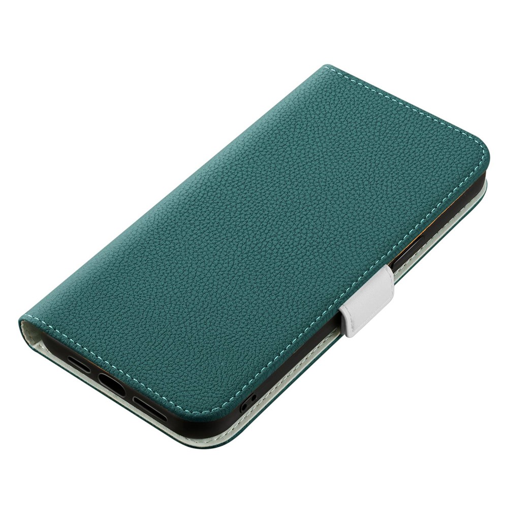 Phone Case for iPhone 14 Max 6.7 inch, Litchi Texture Anti-fingerprint Candy Color Leather Anti-drop Magnetic Stand Shell with Wallet - Green-3