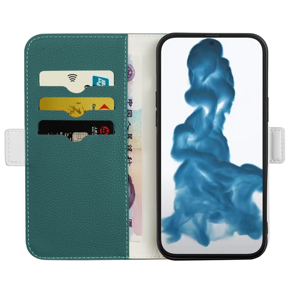 Phone Case for iPhone 14 Max 6.7 inch, Litchi Texture Anti-fingerprint Candy Color Leather Anti-drop Magnetic Stand Shell with Wallet - Green-7