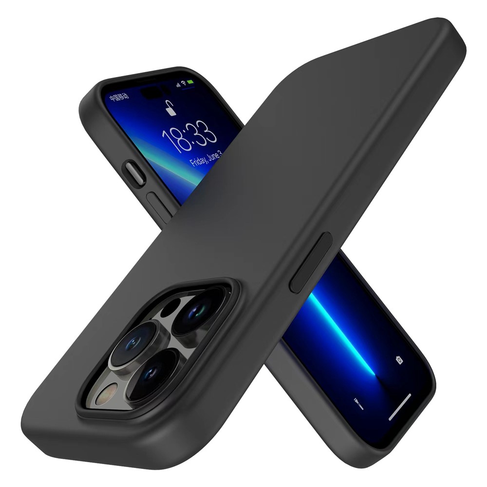 For iPhone 14 Pro 6.1 inch Hybrid Hard PC Soft Liquid Silicone Shockproof Case Microfiber Lining Anti-Scratch Phone Cover-5