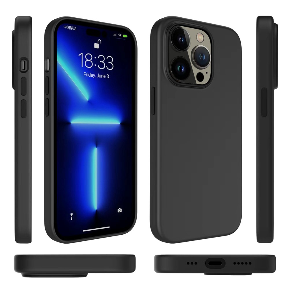 For iPhone 14 Pro 6.1 inch Hybrid Hard PC Soft Liquid Silicone Shockproof Case Microfiber Lining Anti-Scratch Phone Cover-8