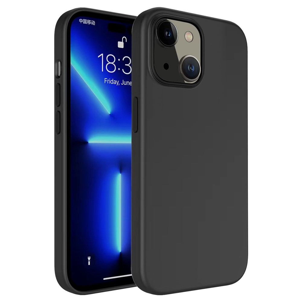 For iPhone 14 Max 6.7 inch Liquid Silicone Hard PC Drop Protection Case Anti-Scratch Microfiber Lining Shockproof Back Cover-1