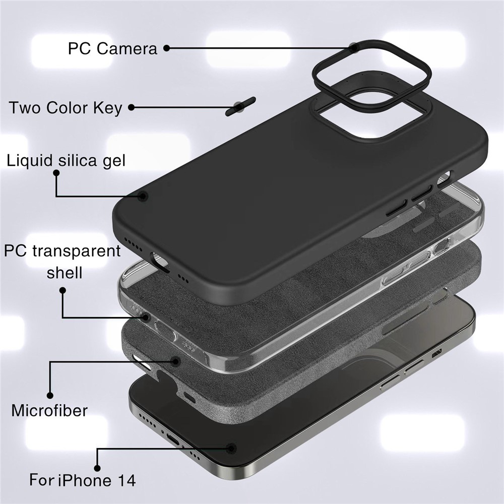 For iPhone 14 Max 6.7 inch Liquid Silicone Hard PC Drop Protection Case Anti-Scratch Microfiber Lining Shockproof Back Cover-5