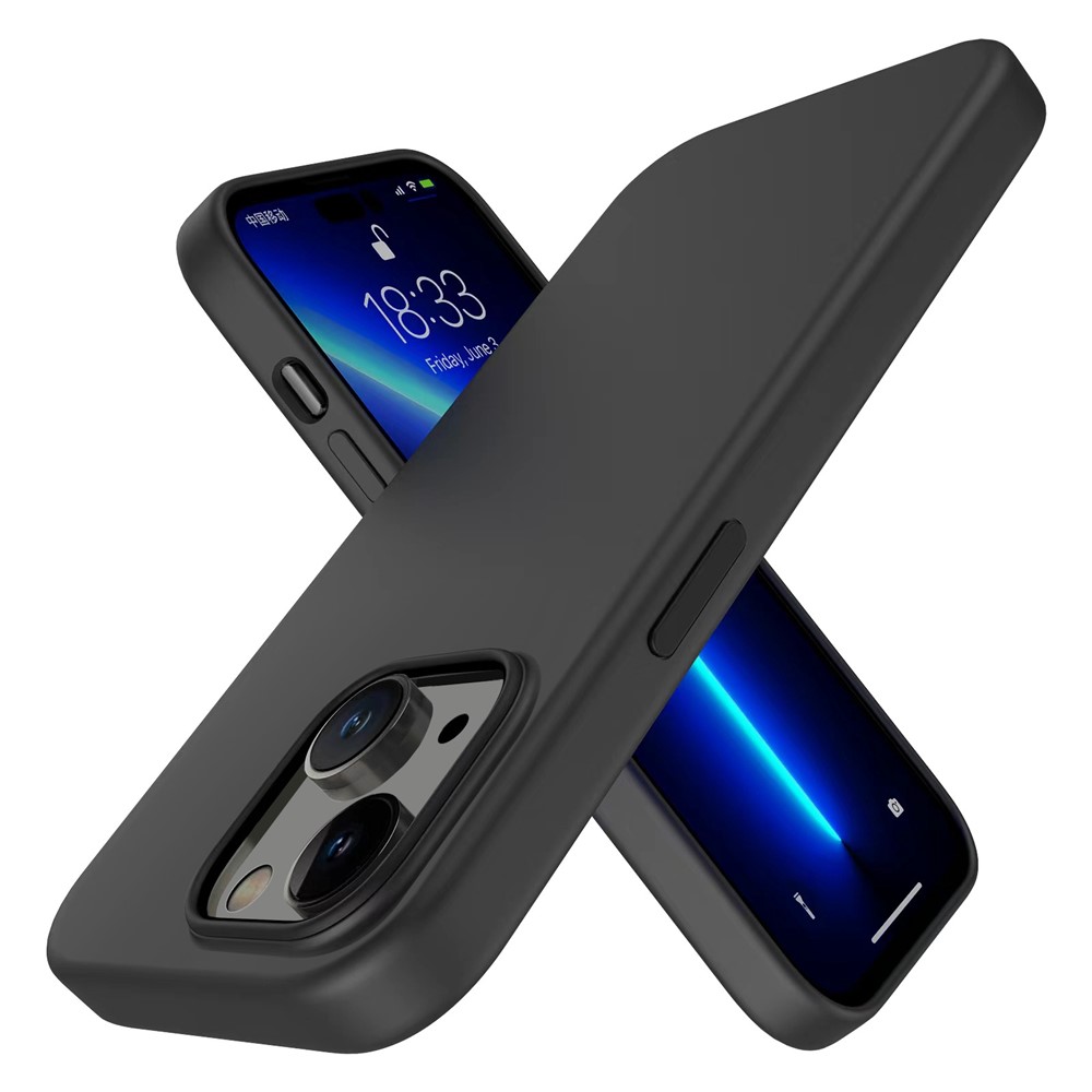 For iPhone 14 Max 6.7 inch Liquid Silicone Hard PC Drop Protection Case Anti-Scratch Microfiber Lining Shockproof Back Cover-7