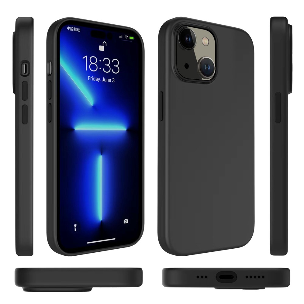 For iPhone 14 Max 6.7 inch Liquid Silicone Hard PC Drop Protection Case Anti-Scratch Microfiber Lining Shockproof Back Cover-8