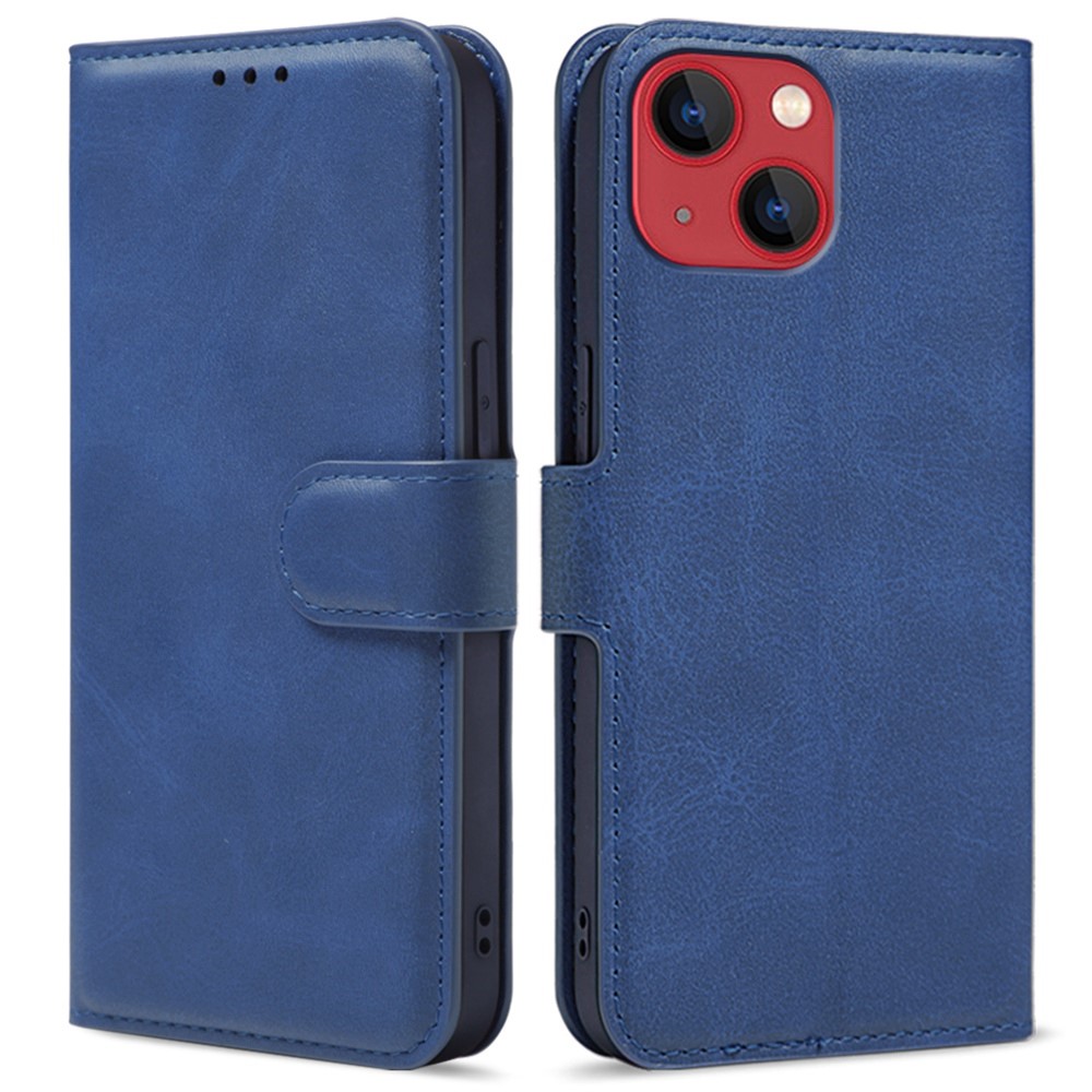 For iPhone 13 mini 5.4 inch Shockproof PU Leather Phone Case Book Style Magnetic Clasp Stand Wallet Cover - Blue-1