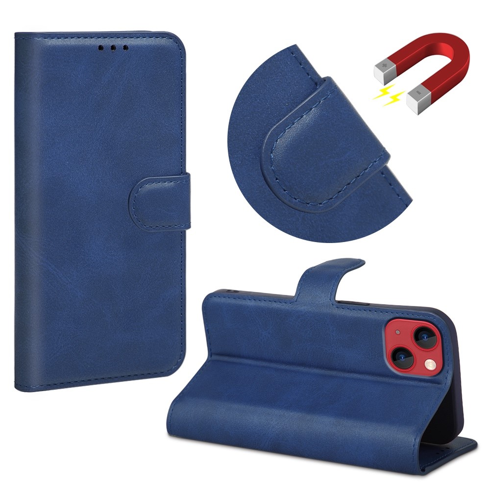 Pour Iphone 13 Mini 5,4 Pouces Amortisseur PU le Cuir de Téléphone de Téléphone de Téléphone Books Magnetic Ferm Coup de Portefeuille - Bleu