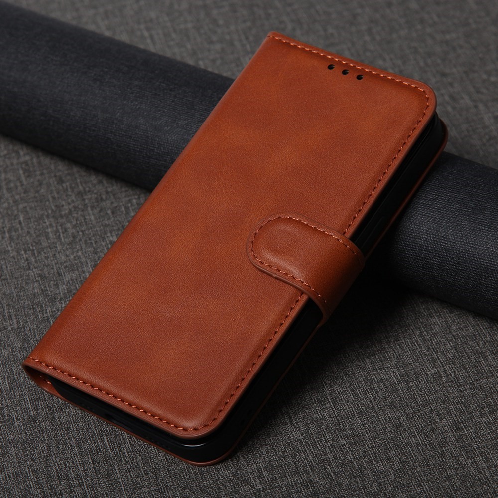 For iPhone 13 Pro 6.1 inch Anti-fall PU Leather Phone Case Book Style Magnetic Clasp Stand Wallet Cover - Brown-5
