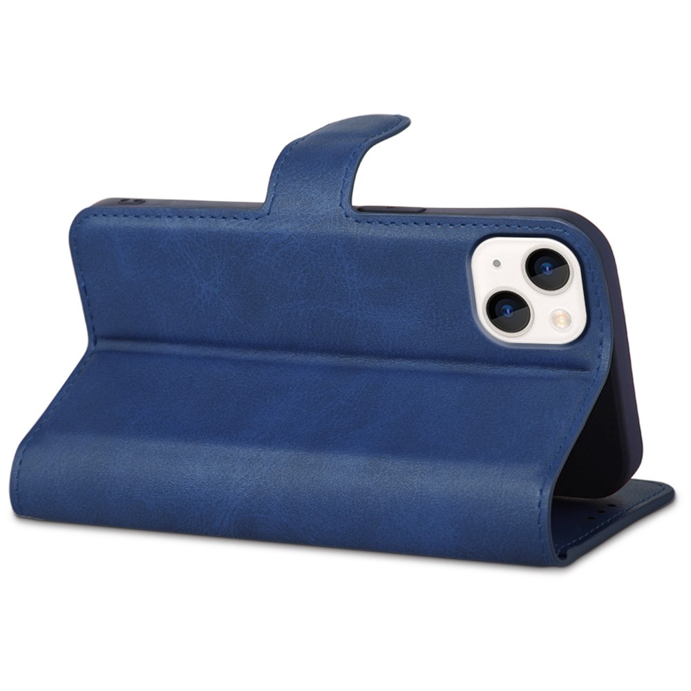 Para Iphone 13 6.1 Pulgadas Folio Folio PU Case de Teléfonos de Cuero Soporte de la Billetera Protector - Azul-3