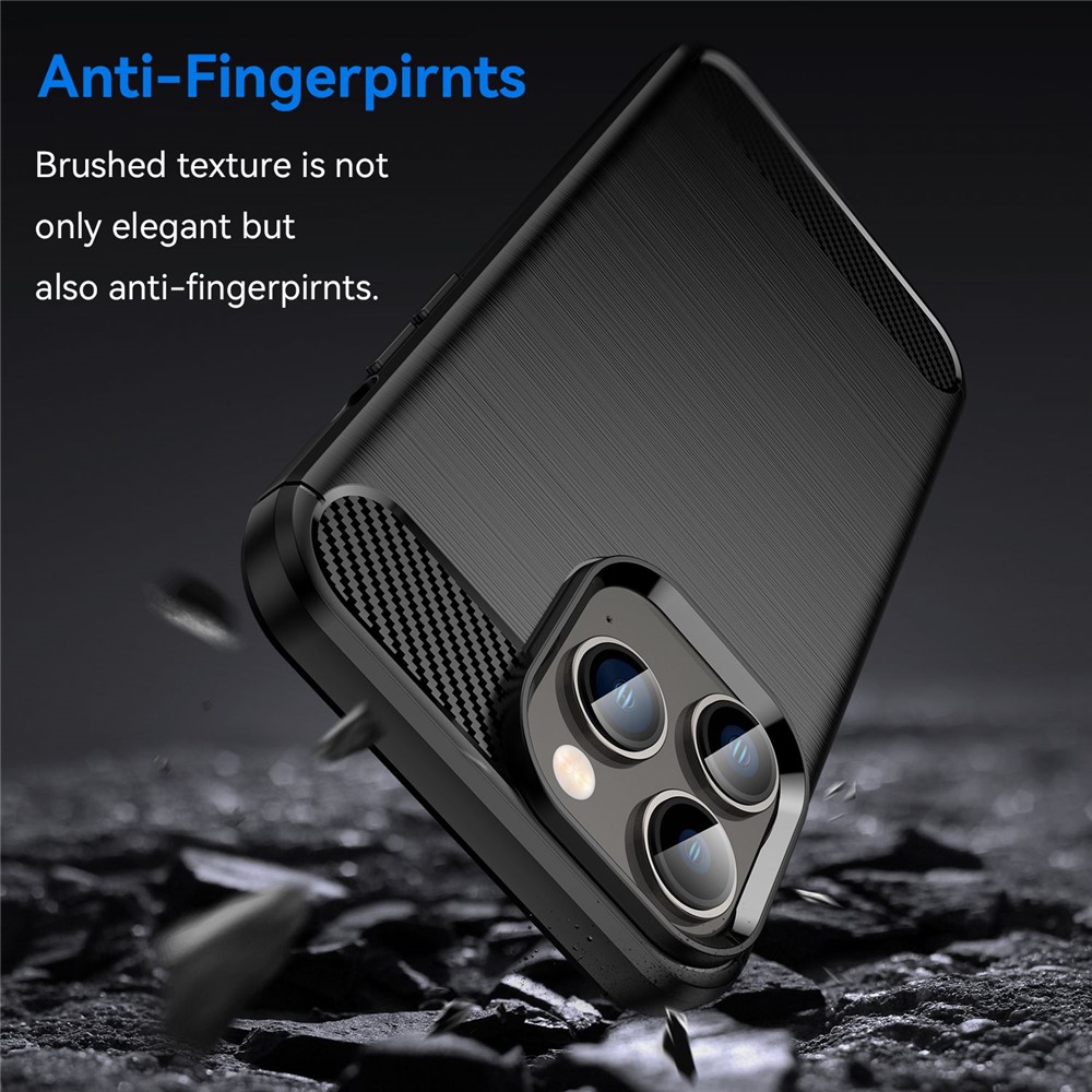 For iPhone 14 Pro Max 6.7 inch Protective Slim Case Brushed Carbon Fiber Texture TPU Case Anti-Drop Mobile Phone Cover - Black-3