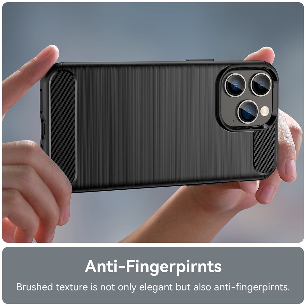 For iPhone 14 Pro Max 6.7 inch Protective Slim Case Brushed Carbon Fiber Texture TPU Case Anti-Drop Mobile Phone Cover - Black-5