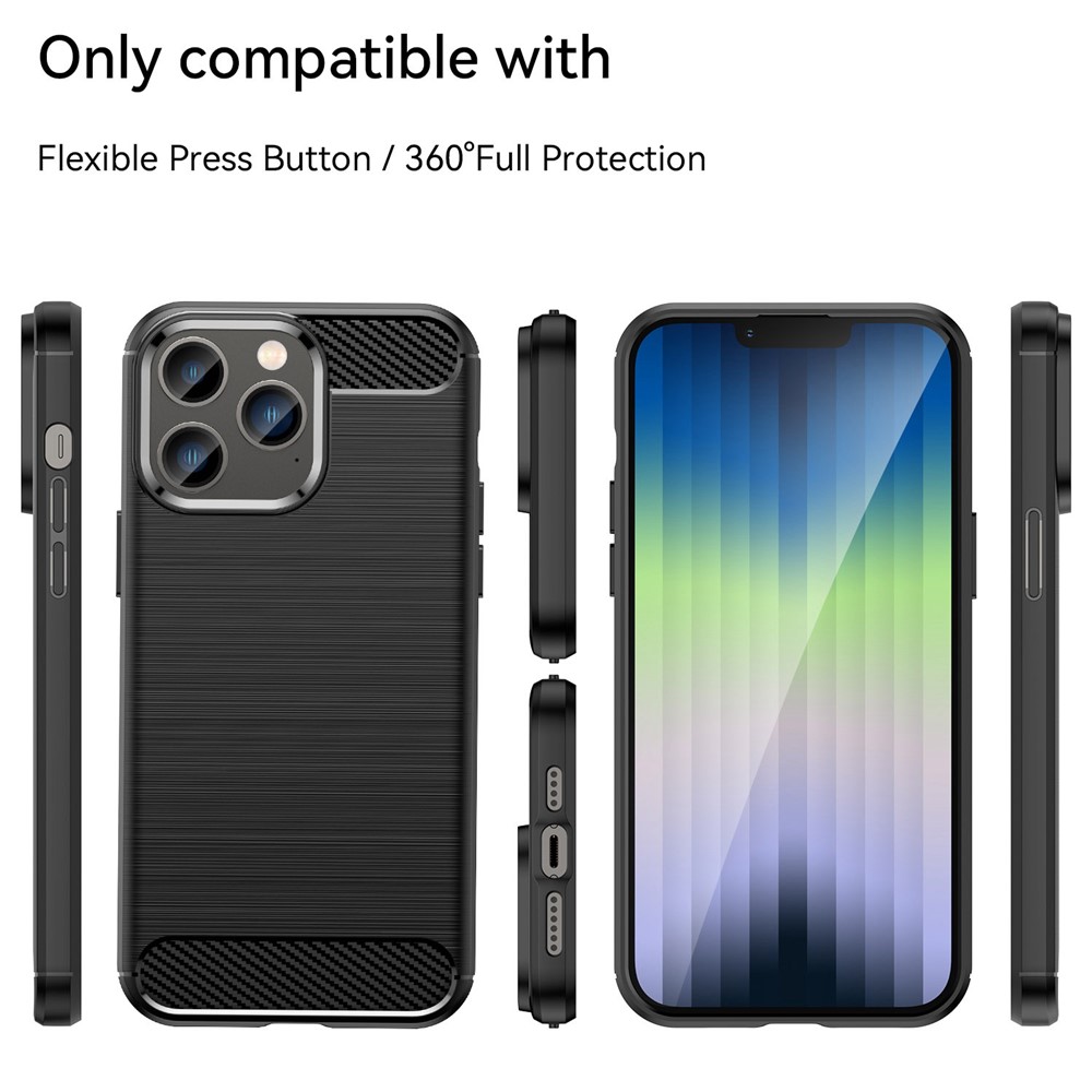 For iPhone 14 Pro Max 6.7 inch Protective Slim Case Brushed Carbon Fiber Texture TPU Case Anti-Drop Mobile Phone Cover - Black-8