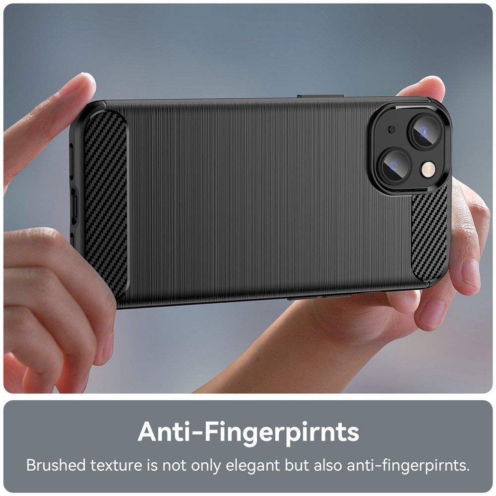 Brushed Slim Case for iPhone 14 Max 6.7 inch Carbon Fiber Texture TPU Cover Scratch Resistant Cell Phone Case - Black-5
