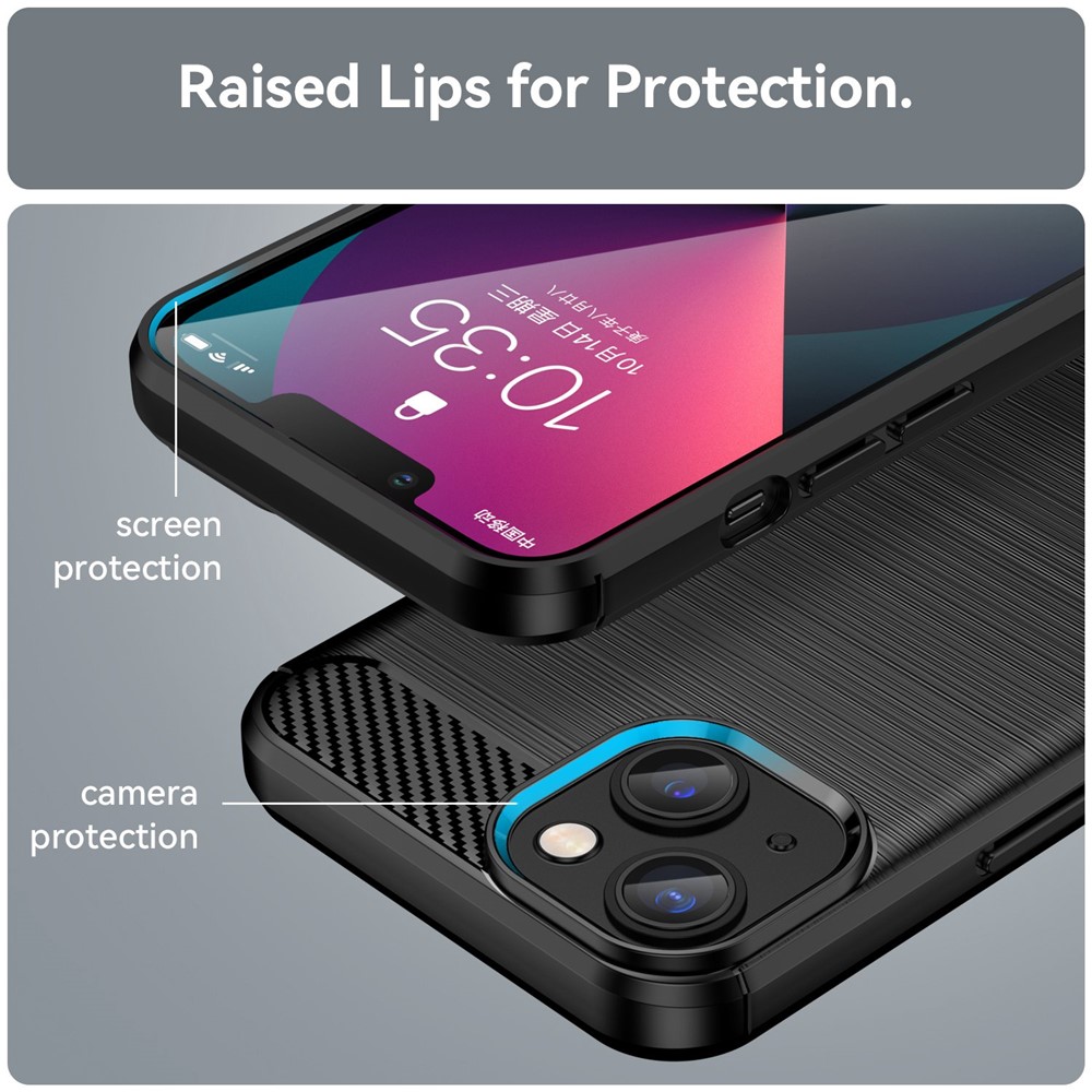 Brushed Slim Case for iPhone 14 Max 6.7 inch Carbon Fiber Texture TPU Cover Scratch Resistant Cell Phone Case - Black-6