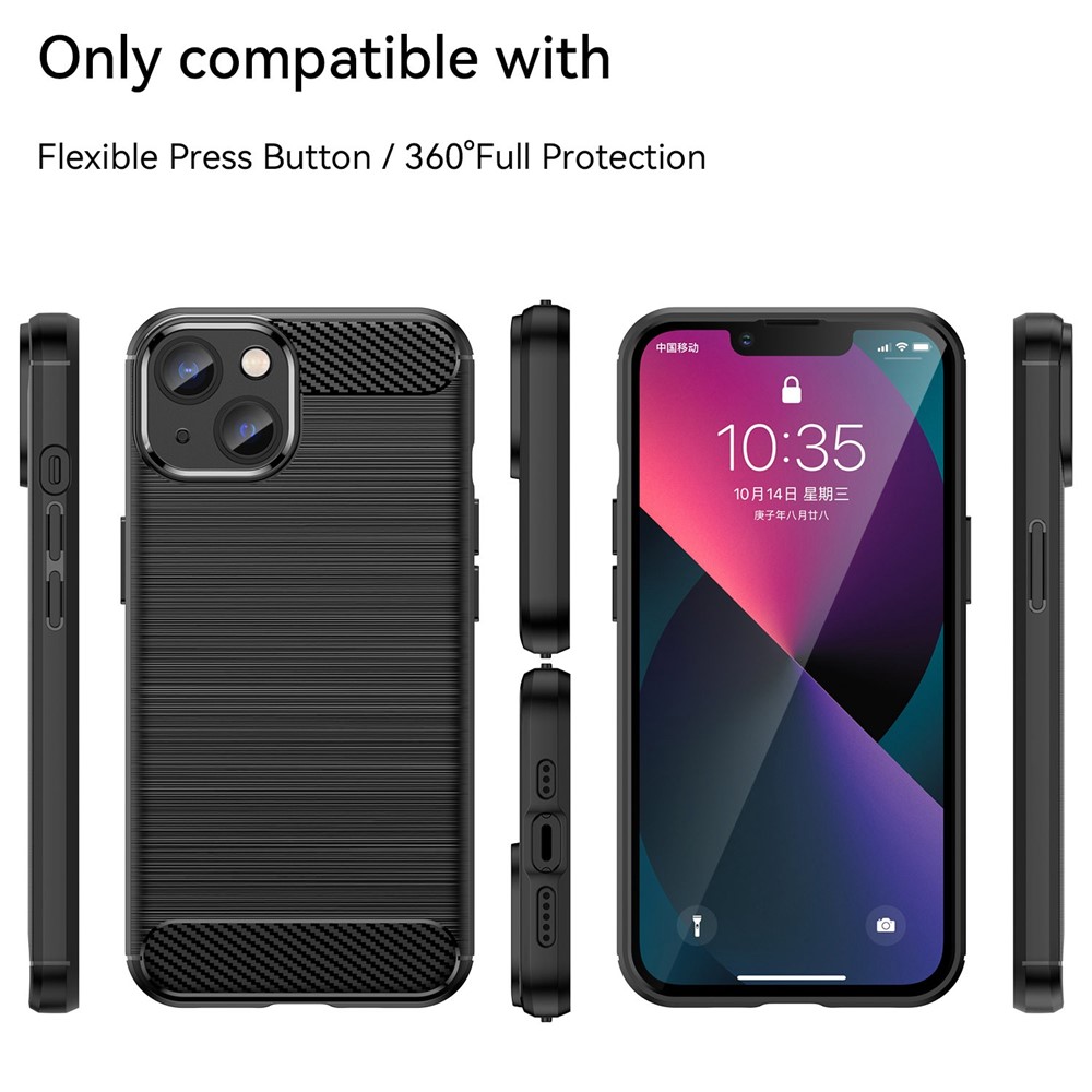 Brushed Slim Case for iPhone 14 Max 6.7 inch Carbon Fiber Texture TPU Cover Scratch Resistant Cell Phone Case - Black-8
