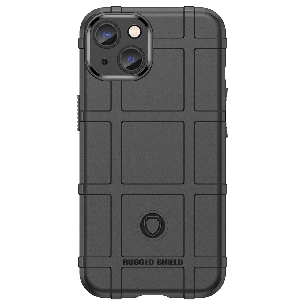For iPhone 14 6.1 inch Rugged Square Grid Thickened Soft TPU Back Case Protective Phone Case - Black-2
