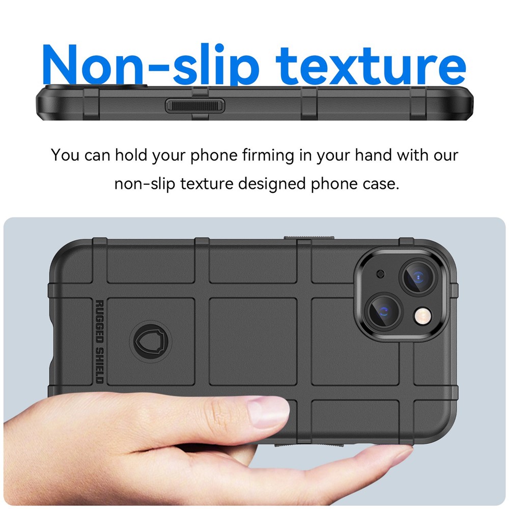For iPhone 14 6.1 inch Rugged Square Grid Thickened Soft TPU Back Case Protective Phone Case - Black-4