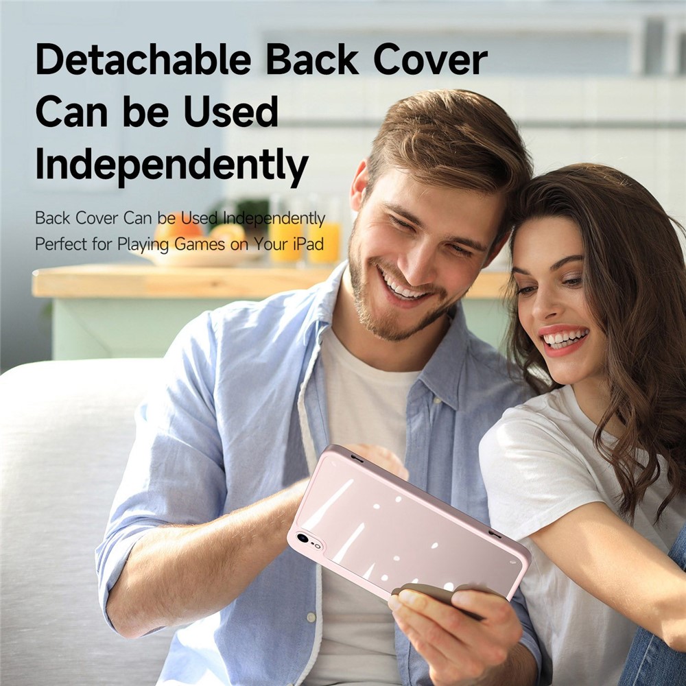 DUX DUCIS Magi Protective Case for iPad mini (2021) Detachable 2-in-1 Leather+PC+TPU Auto Wake / Sleep Function Tablet Cover with V-fold Stand - Pink-10