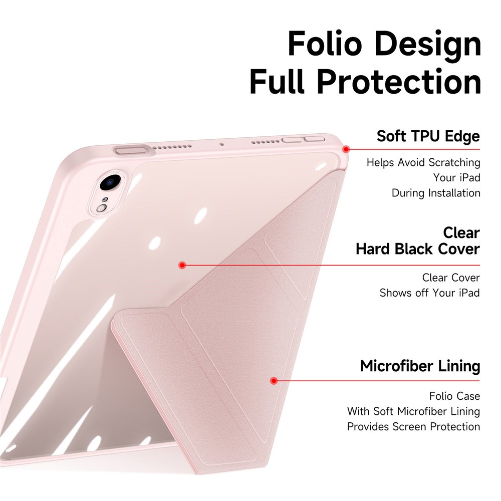 Dux Ducis Magi Protetive Case For Ipad Mini (2021) Destacável 2 em 1 Couro+pc+tpu Autrilho Auto / Tampa do Tablet da Função do Sono Com Suporte de Dobra em v - Rosa