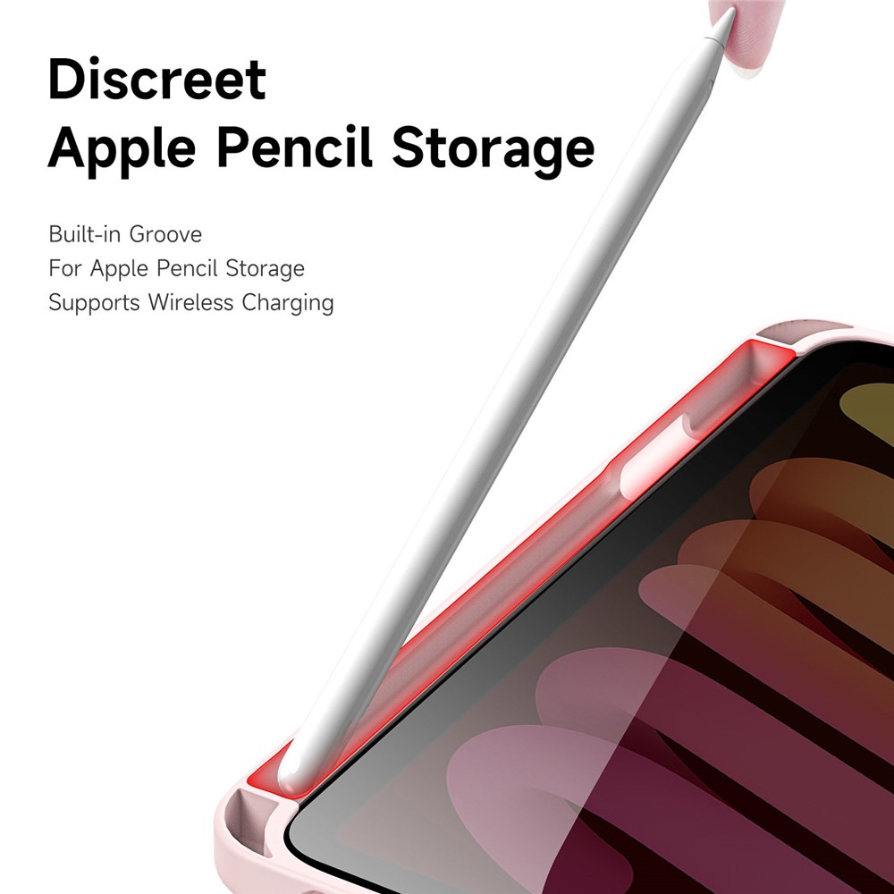 DUX DUCIS Magi Protective Case for iPad mini (2021) Detachable 2-in-1 Leather+PC+TPU Auto Wake / Sleep Function Tablet Cover with V-fold Stand - Pink-7