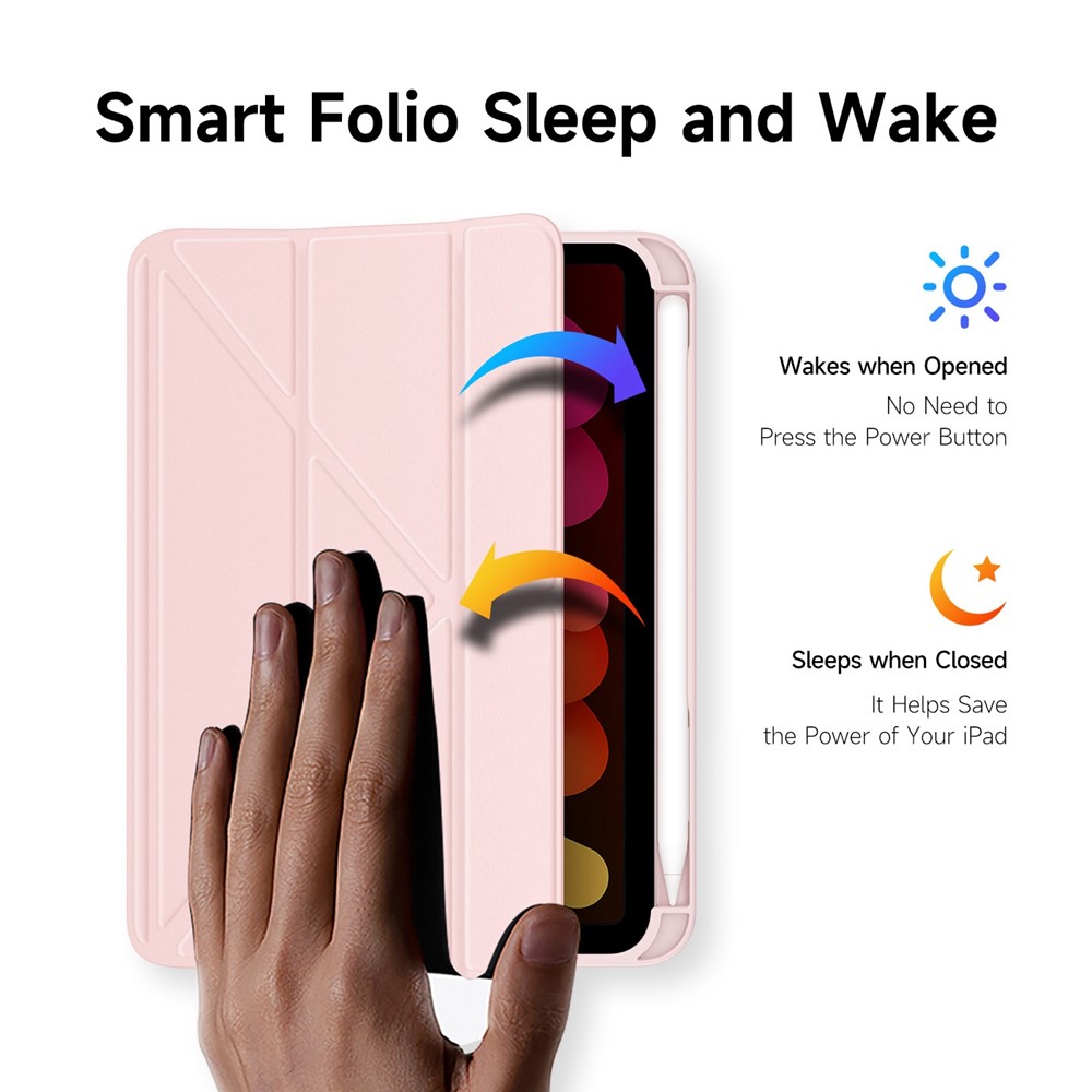 DUX DUCIS Magi Protective Case for iPad mini (2021) Detachable 2-in-1 Leather+PC+TPU Auto Wake / Sleep Function Tablet Cover with V-fold Stand - Pink-8