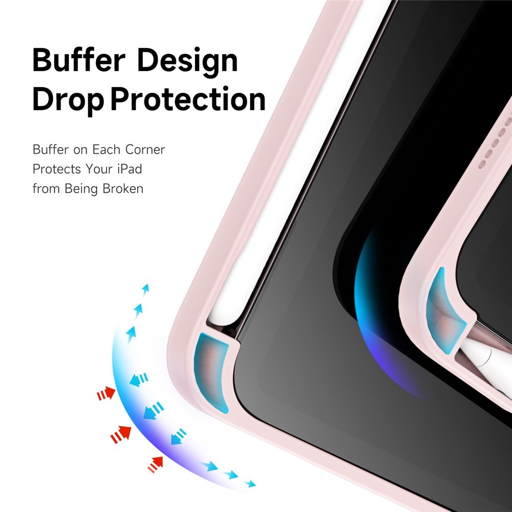 DUX DUCIS Magi Protective Case for iPad mini (2021) Detachable 2-in-1 Leather+PC+TPU Auto Wake / Sleep Function Tablet Cover with V-fold Stand - Pink-9