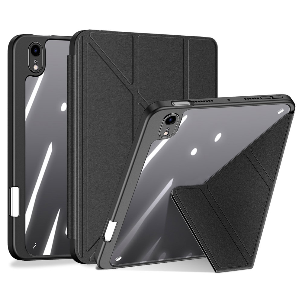 DUX DUCIS Magi Protective Case for iPad mini (2024) / mini (2021) Detachable 2-in-1 Leather+PC+TPU Auto Wake  /  Sleep Function Tablet Cover with V-Fold Stand - Black