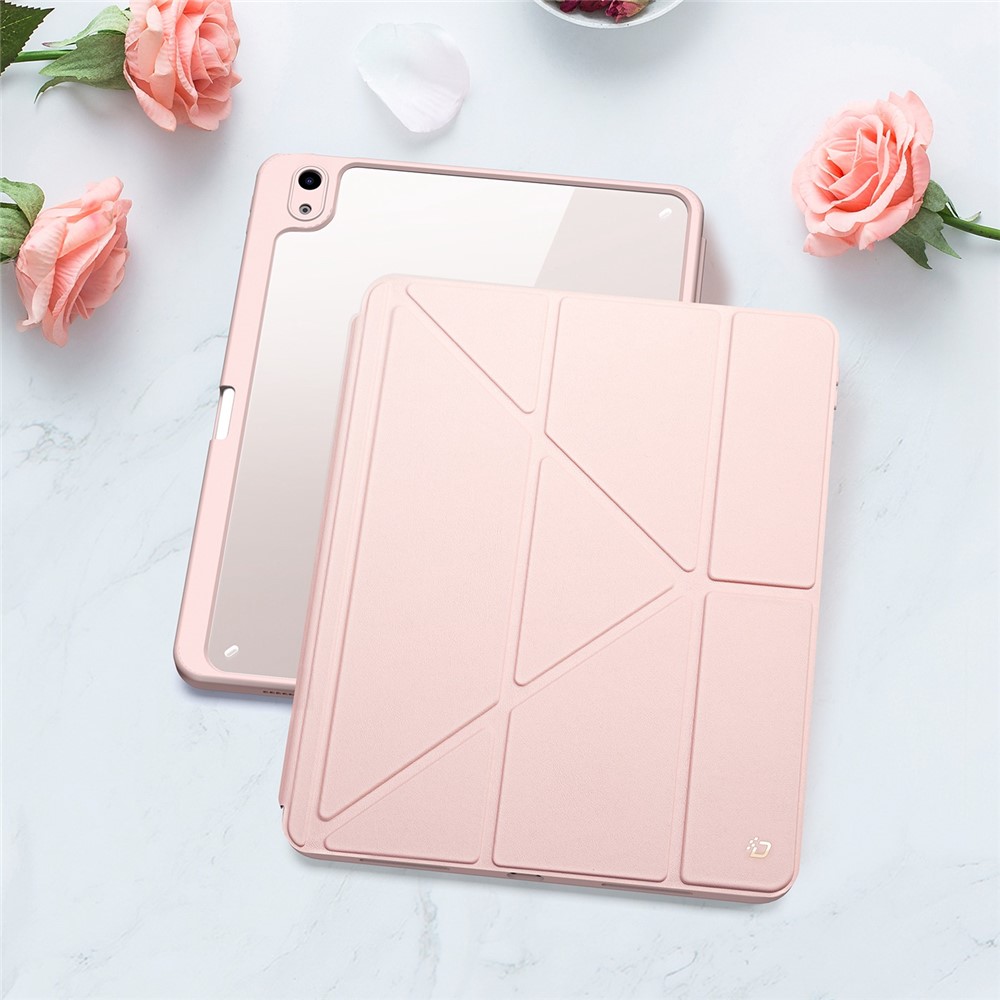 DUX DUCIS Magi Protective Case for iPad Air (2020) / (2022) V-fold Stand Anti-wear Leather+PC+TPU Support Auto Wake / Sleep Function Tablet Cover - Pink-11