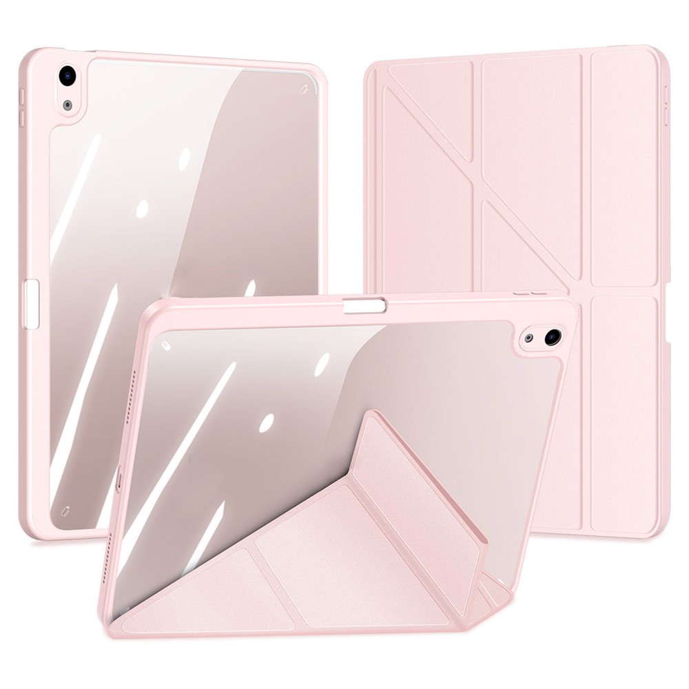DUX DUCIS Magi Protective Case for iPad Air (2020) / (2022) V-fold Stand Anti-wear Leather+PC+TPU Support Auto Wake / Sleep Function Tablet Cover - Pink-2