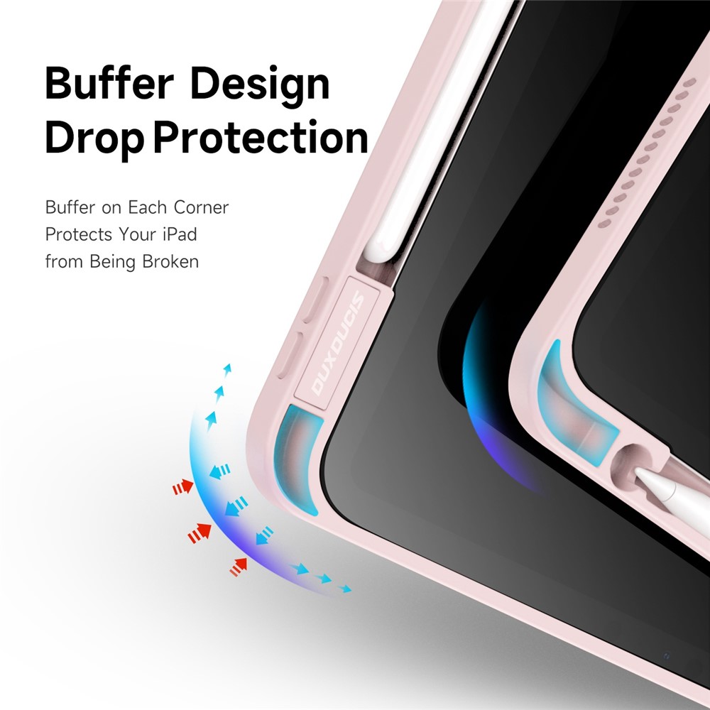 DUX DUCIS Magi Protective Case for iPad Air (2020) / (2022) V-fold Stand Anti-wear Leather+PC+TPU Support Auto Wake / Sleep Function Tablet Cover - Pink-9