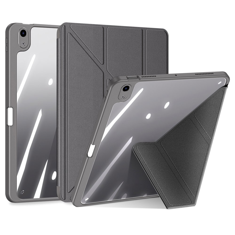 DUX DUCIS Magi Protective Case for iPad Air (2020) / (2022) V-fold Stand Anti-wear Leather+PC+TPU Support Auto Wake / Sleep Function Tablet Cover - Grey