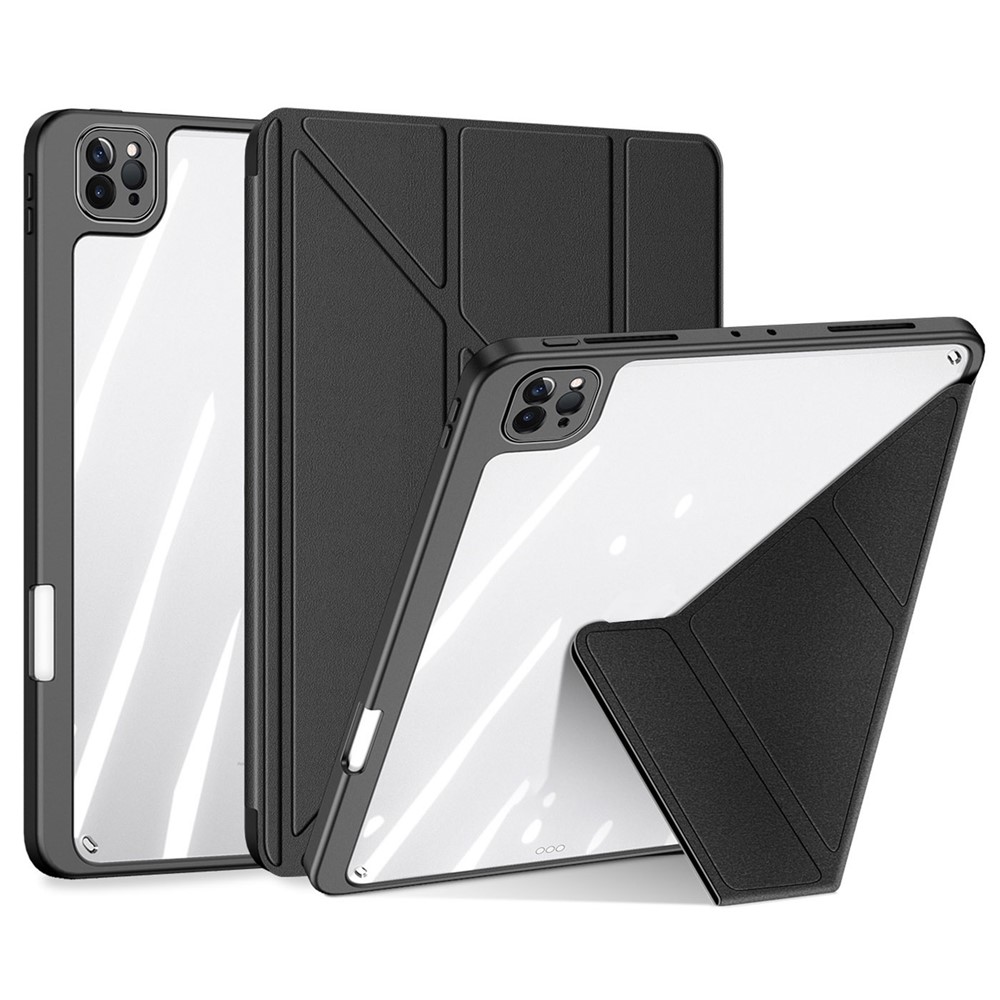 DUX DUCIS for iPad Pro 12.9 (2022) / (2021) / (2020)Case Detachable Leather+PC+TPU Anti-drop Tablet Cover with V-fold Stand - Black