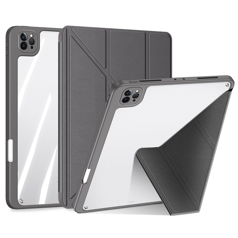 DUX DUCIS for iPad Pro 12.9 (2022) / (2021) / (2020) Case Detachable Leather+PC+TPU Anti-drop Tablet Cover with V-fold Stand - Grey