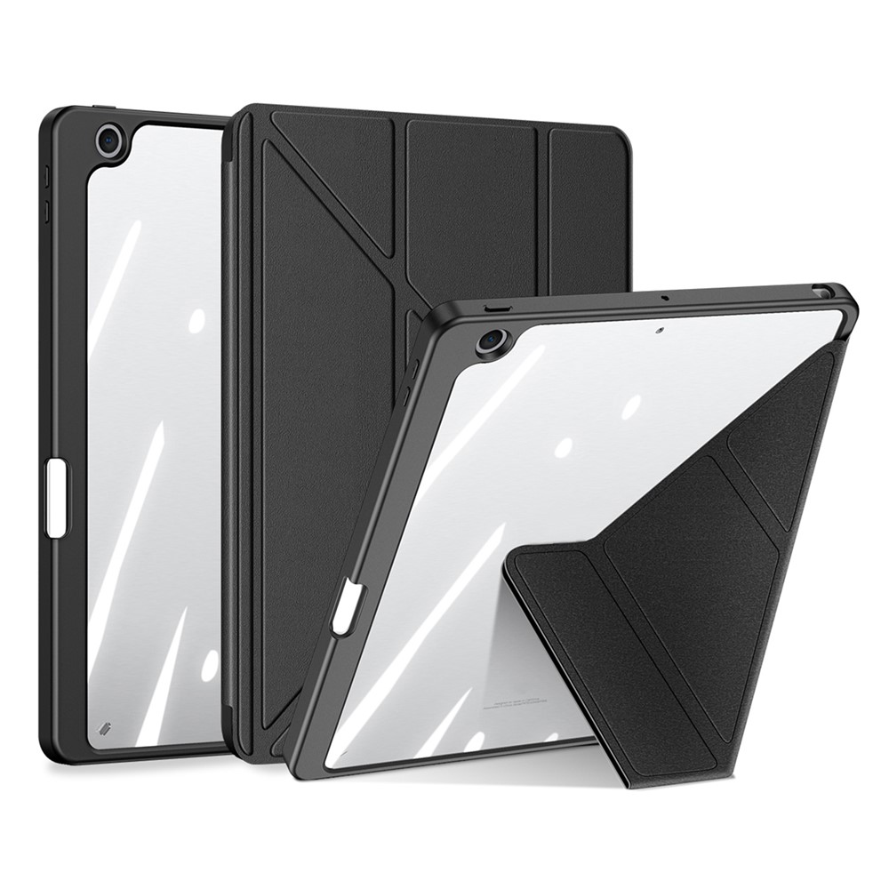 DUX DUCIS Magi Protective Case for iPad 10.2 (2019) / (2020) / (2021) V-fold Stand Anti-scratch Leather+PC+TPU Tablet Cover Support Auto Wake / Sleep - Black