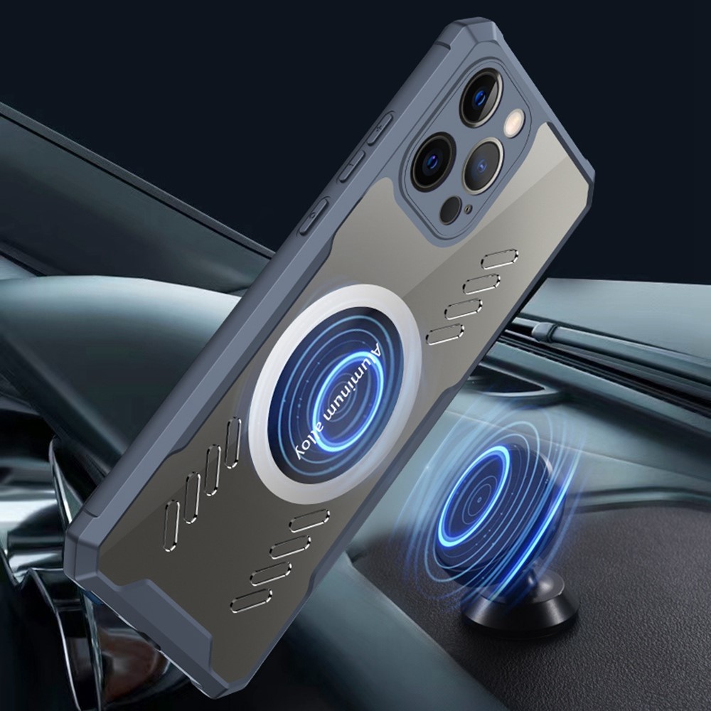 Heat Dissipation Case For iPhone 13 Pro Max 6.7 inch, Anti-fingerprint Hollow-out Gaming Back Cover Anti-drop Phone Shell with Magnetic Metal Sheet - Black-4