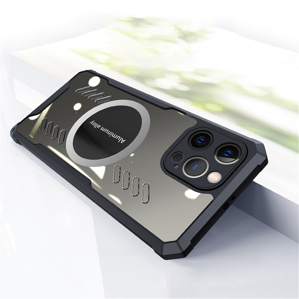 Heat Dissipation Case For iPhone 13 Pro Max 6.7 inch, Anti-fingerprint Hollow-out Gaming Back Cover Anti-drop Phone Shell with Magnetic Metal Sheet - Black-6