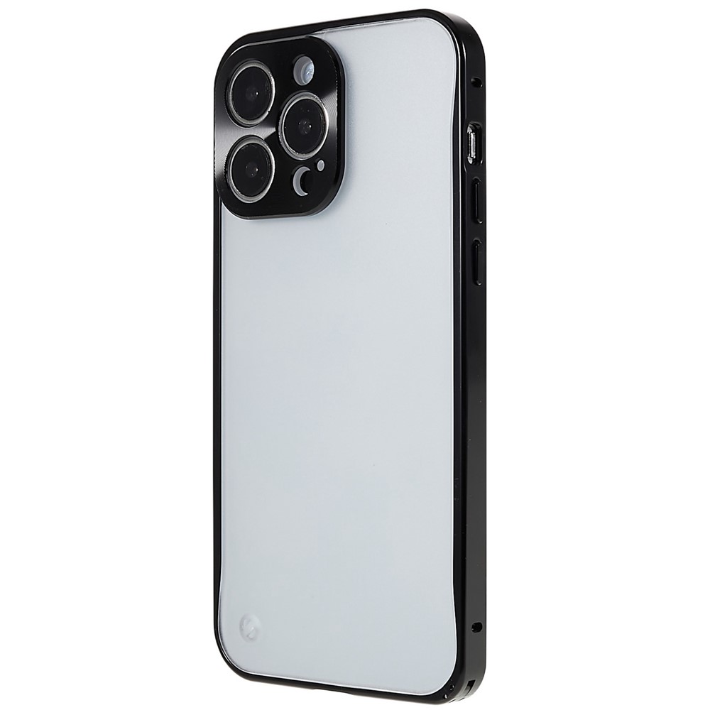 Anti-scratch Back Cover for iPhone 14 Pro, Shockproof PC + Metal Matte Phone Case - Black-3