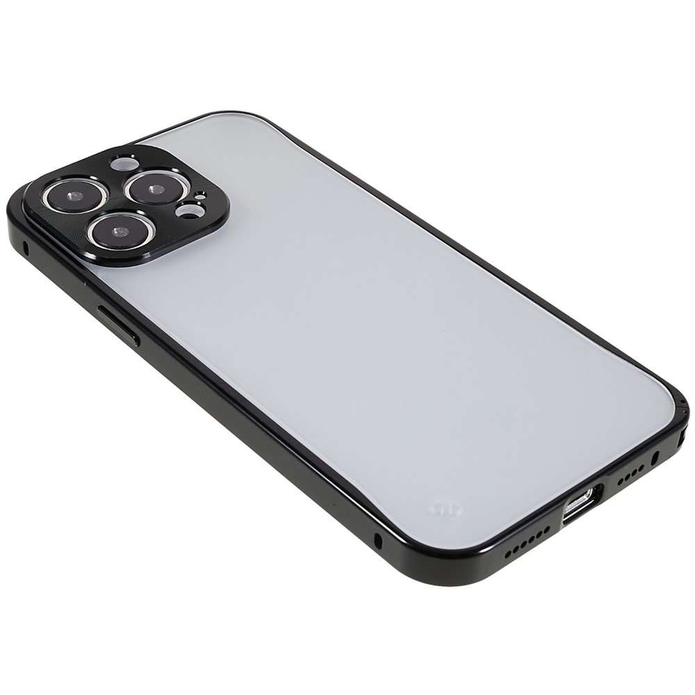 Anti-scratch Back Cover for iPhone 14 Pro, Shockproof PC + Metal Matte Phone Case - Black-5