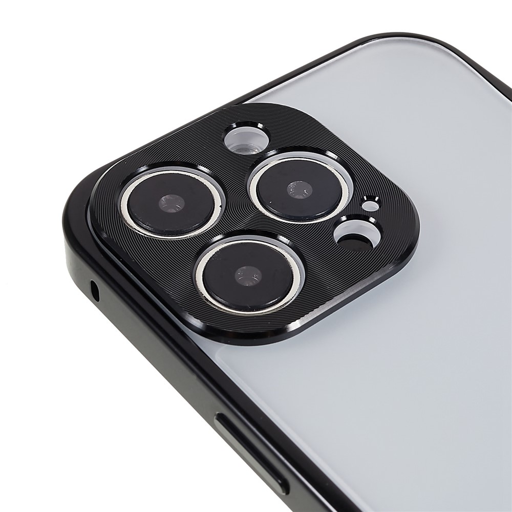Anti-scratch Back Cover for iPhone 14 Pro, Shockproof PC + Metal Matte Phone Case - Black-7