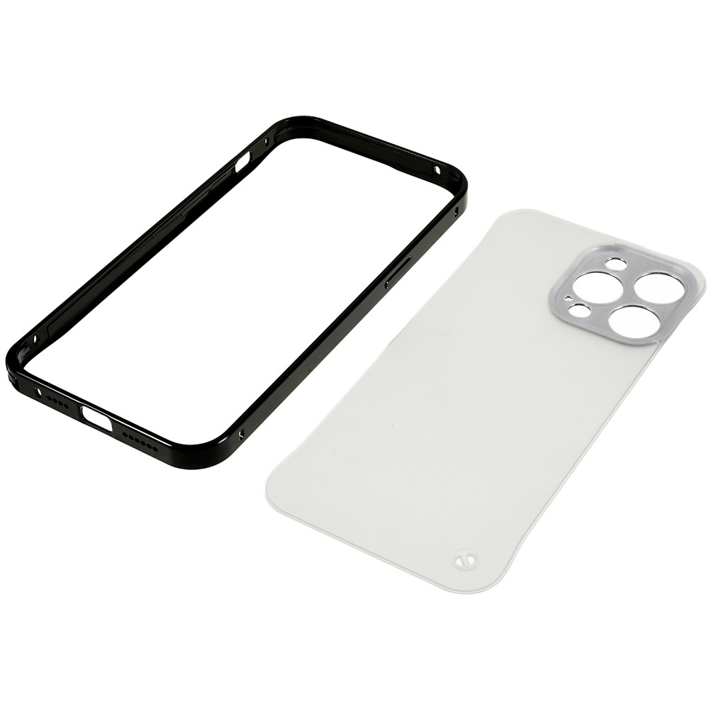 Anti-scratch Back Cover for iPhone 14 Pro, Shockproof PC + Metal Matte Phone Case - Black-9