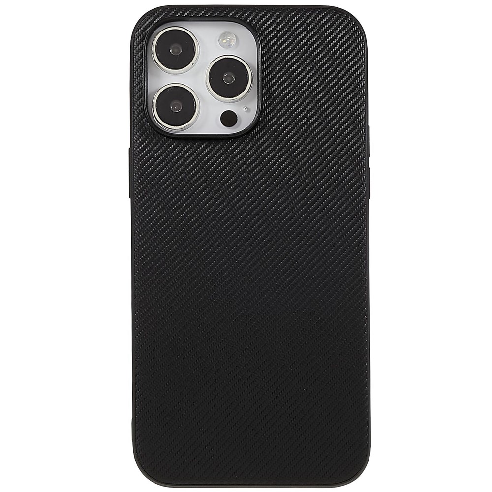 For iPhone 14 Pro Carbon Fiber Texture Drop-proof Phone Case PU Leather Coated PC Ultra Slim Protective Cover - Carbon Fiber / Black-2
