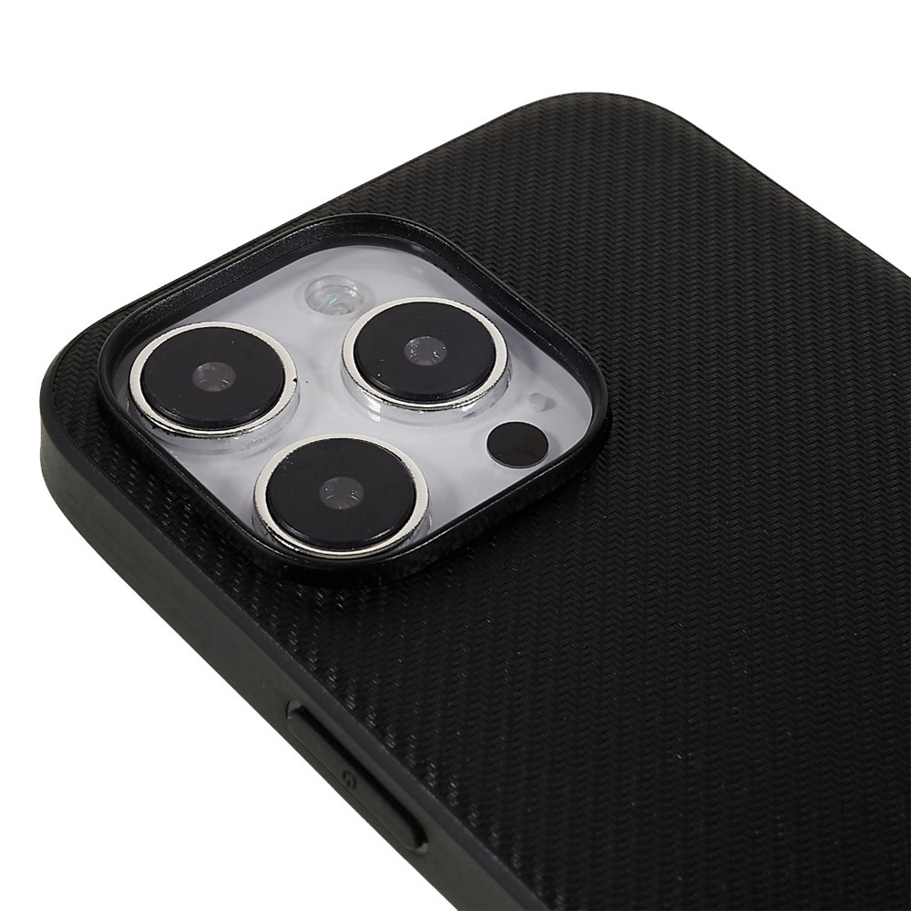 For iPhone 14 Pro Carbon Fiber Texture Drop-proof Phone Case PU Leather Coated PC Ultra Slim Protective Cover - Carbon Fiber / Black-7